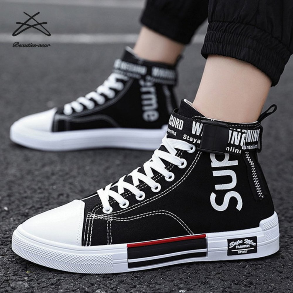 Mens fashion lace up canvas sneakers